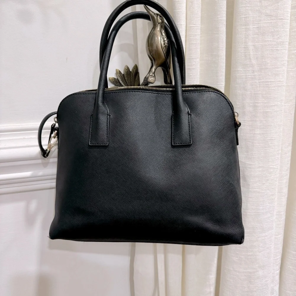 Kate Spade Cameron Street Racing Stripe Margot Crossgrain Leather Black White Pu - Picture 5 of 12